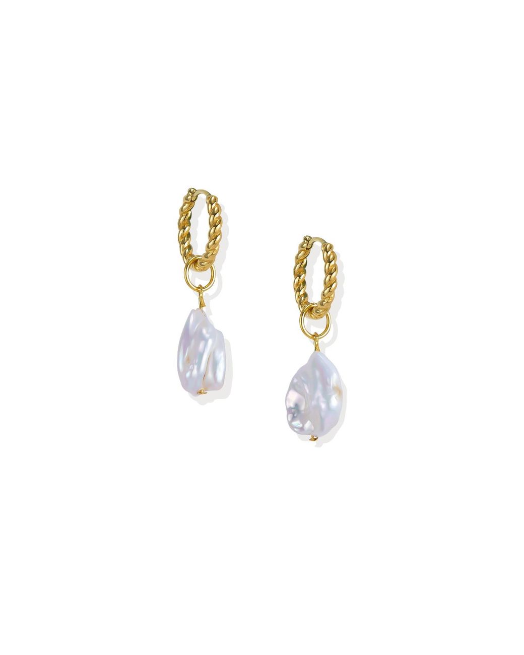 Lait & Lune Metallic Ilana Hoop Pearl Earrings