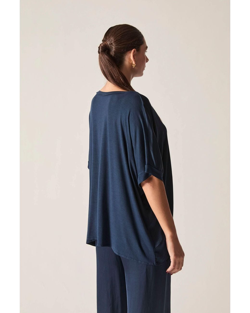 James Lakeland Blue Button Detail Relaxed Fit Top