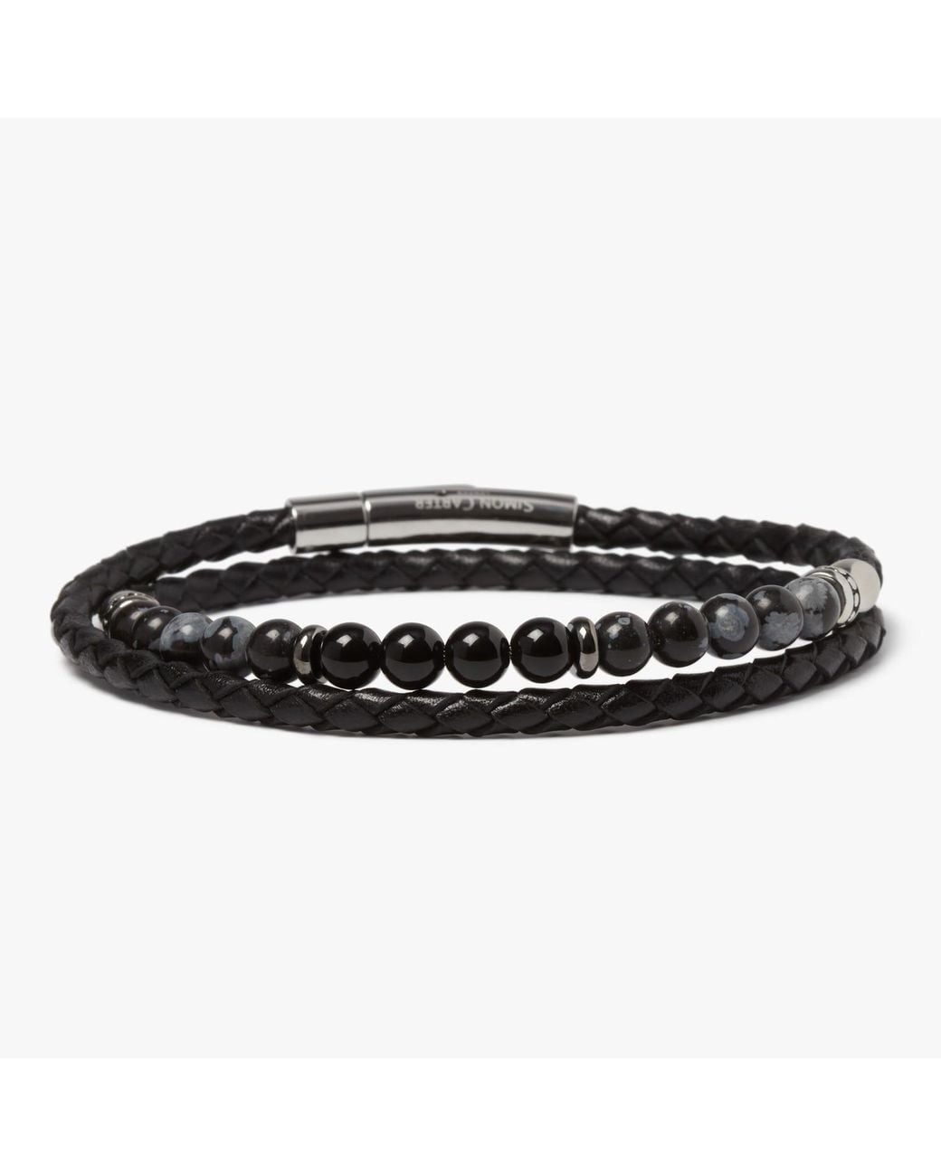 Simon Carter Black Hayle Snowflake Obsidian Bracelet for men