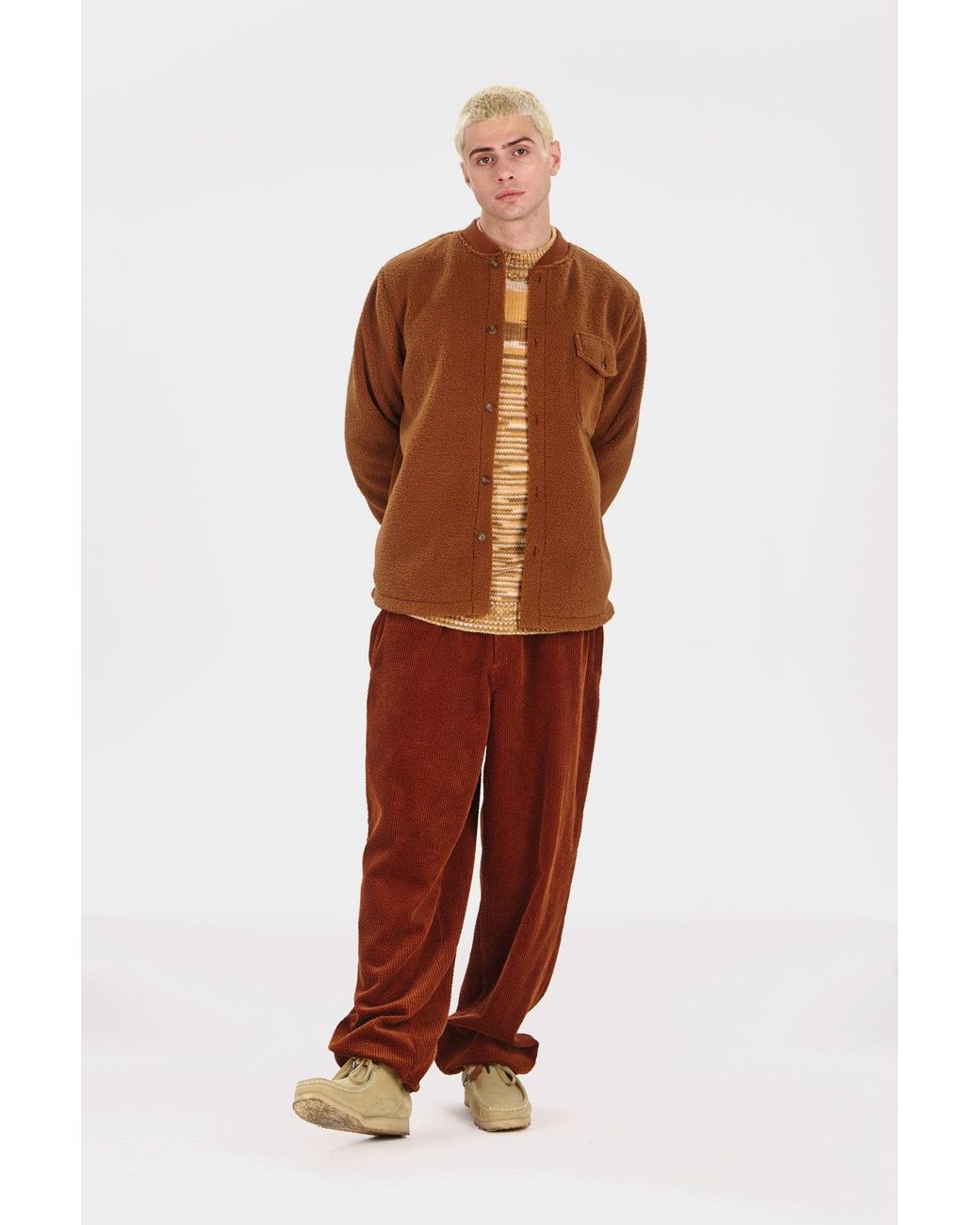 Komodo Brown Cole Recycled Fleece Overshirt for men