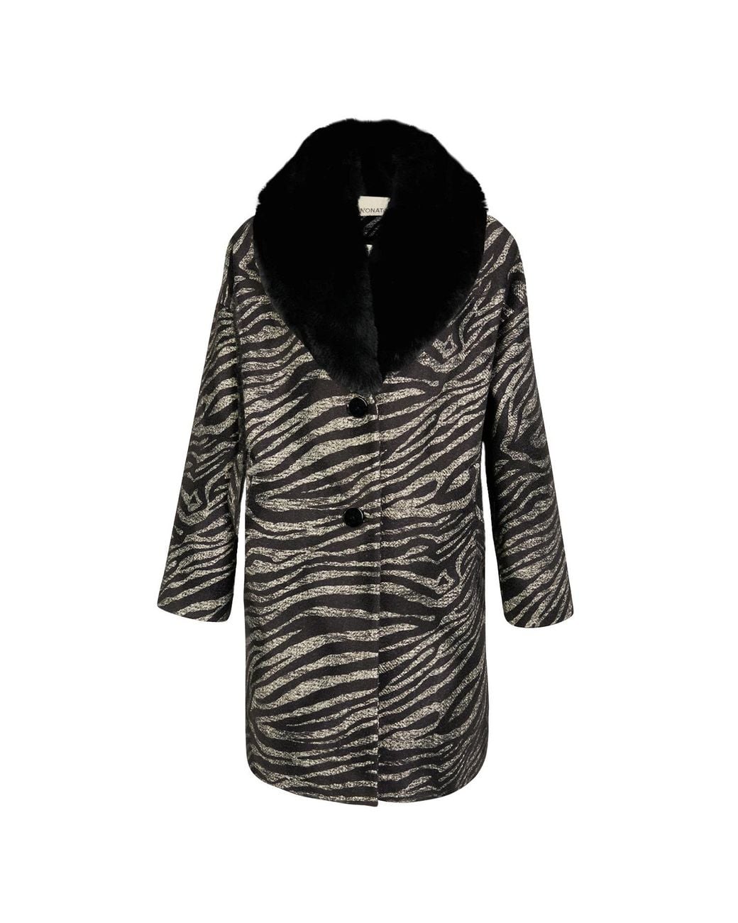N'Onat Black Zebra Chic Vegan Coat