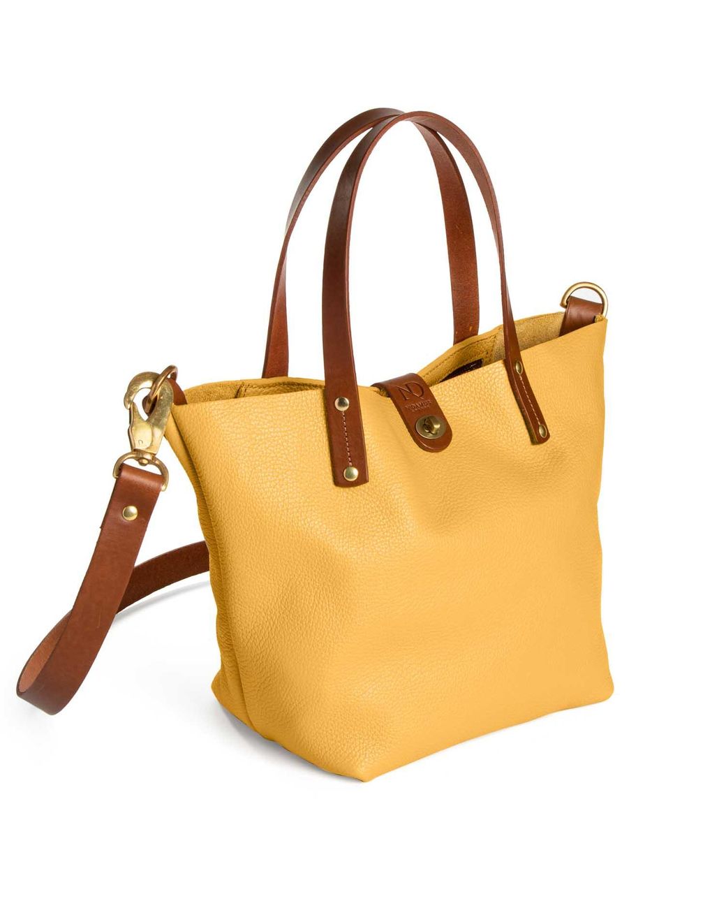 N'damus London Yellow Adanna Leather Tote Bag
