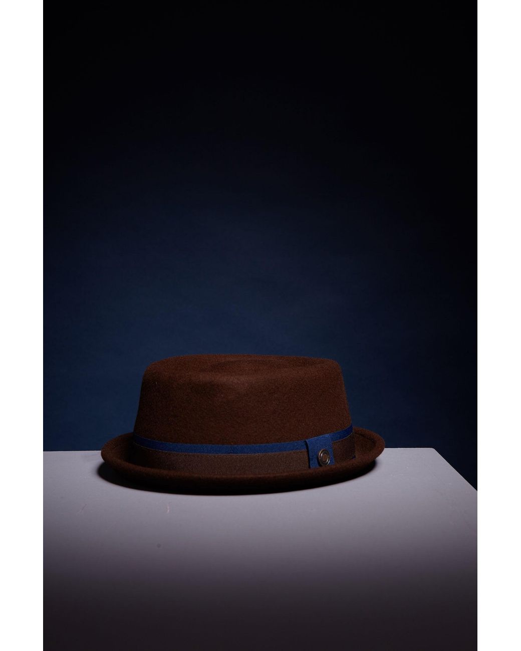 Dasmarca Hats Brown Leo Felt Skimpy Brim Short Brim Rude Boy Mod Style Porkpie Hat for men