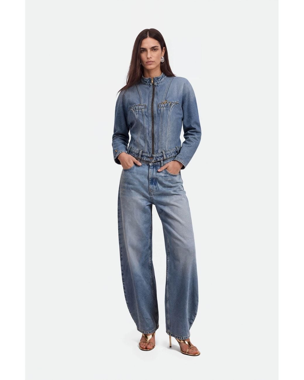 Nocturne Blue Stand Collar Denim Jacket