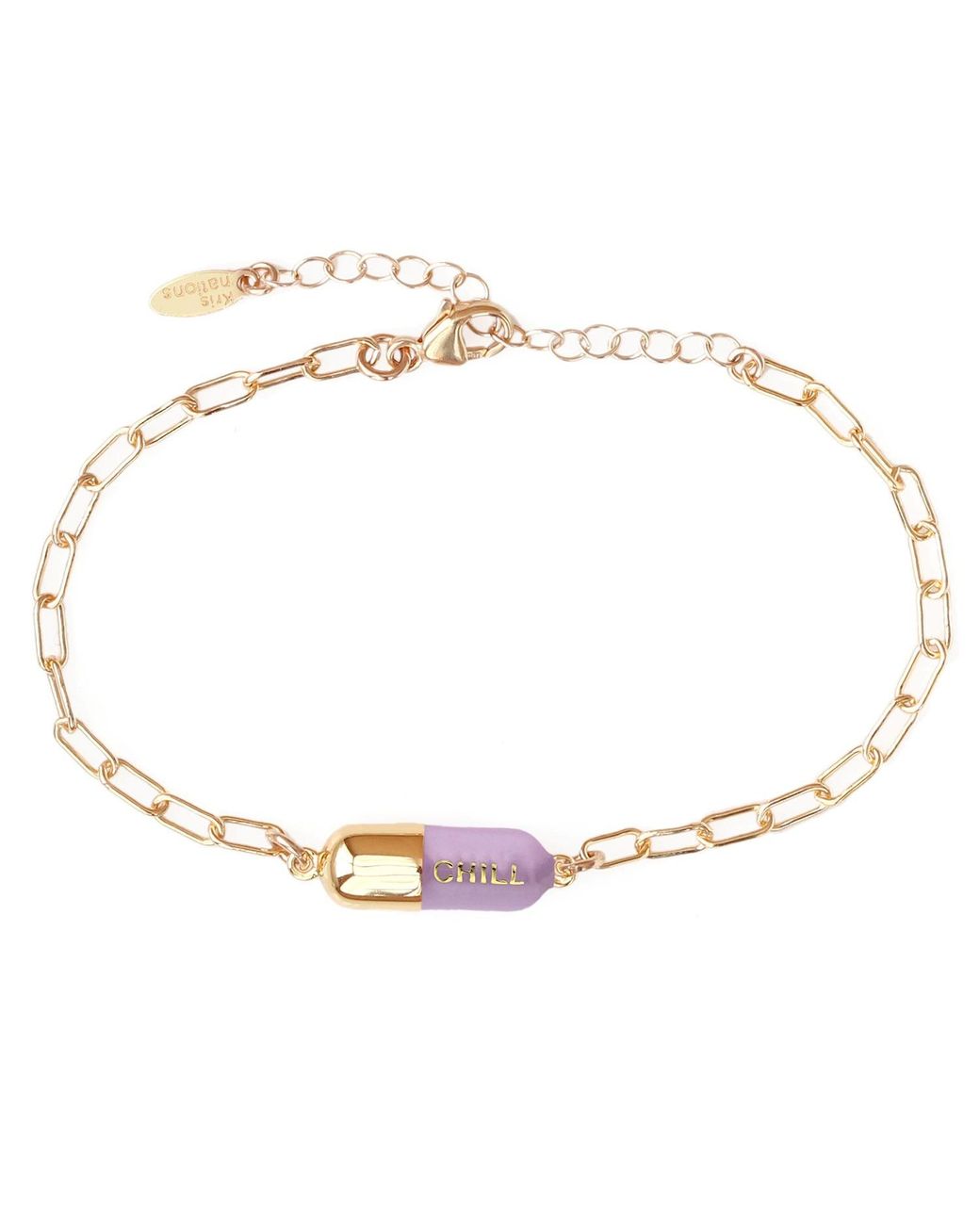 Kris Nations Pink Chill Pill Enamel Bracelet Gold Filled & Peri Lilac Enamel