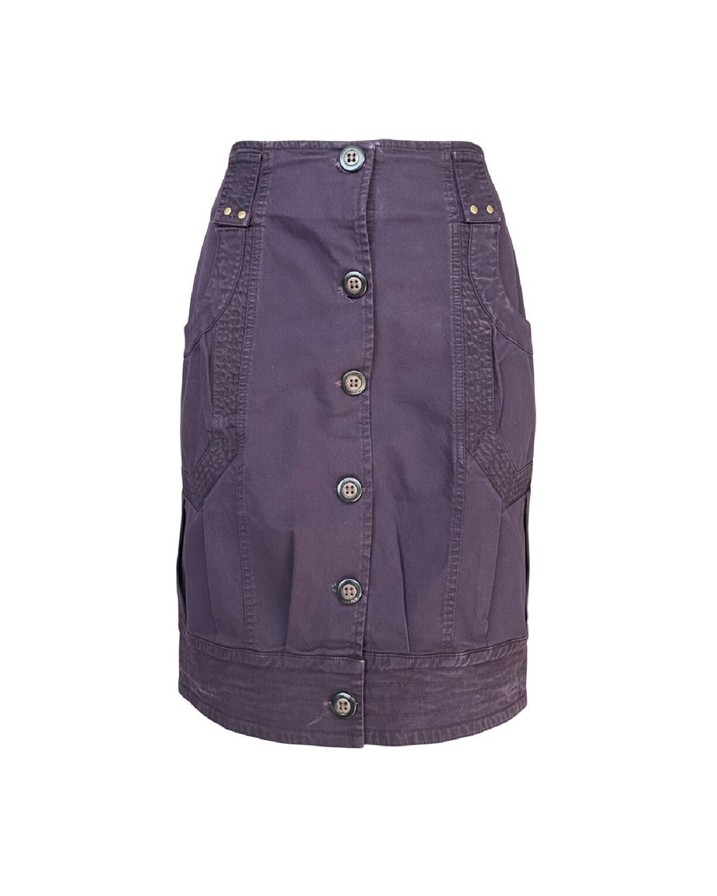 Conquista Purple Button-Front Utility Skirt