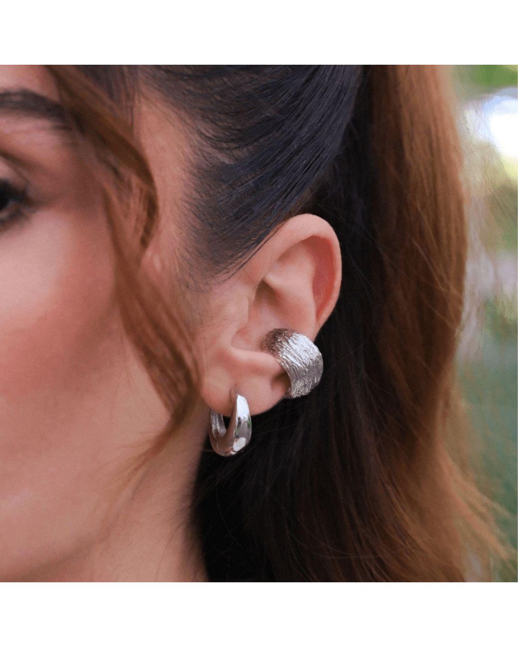 LINYA JEWELLERY Gray Fery Striped Cartilage Earring