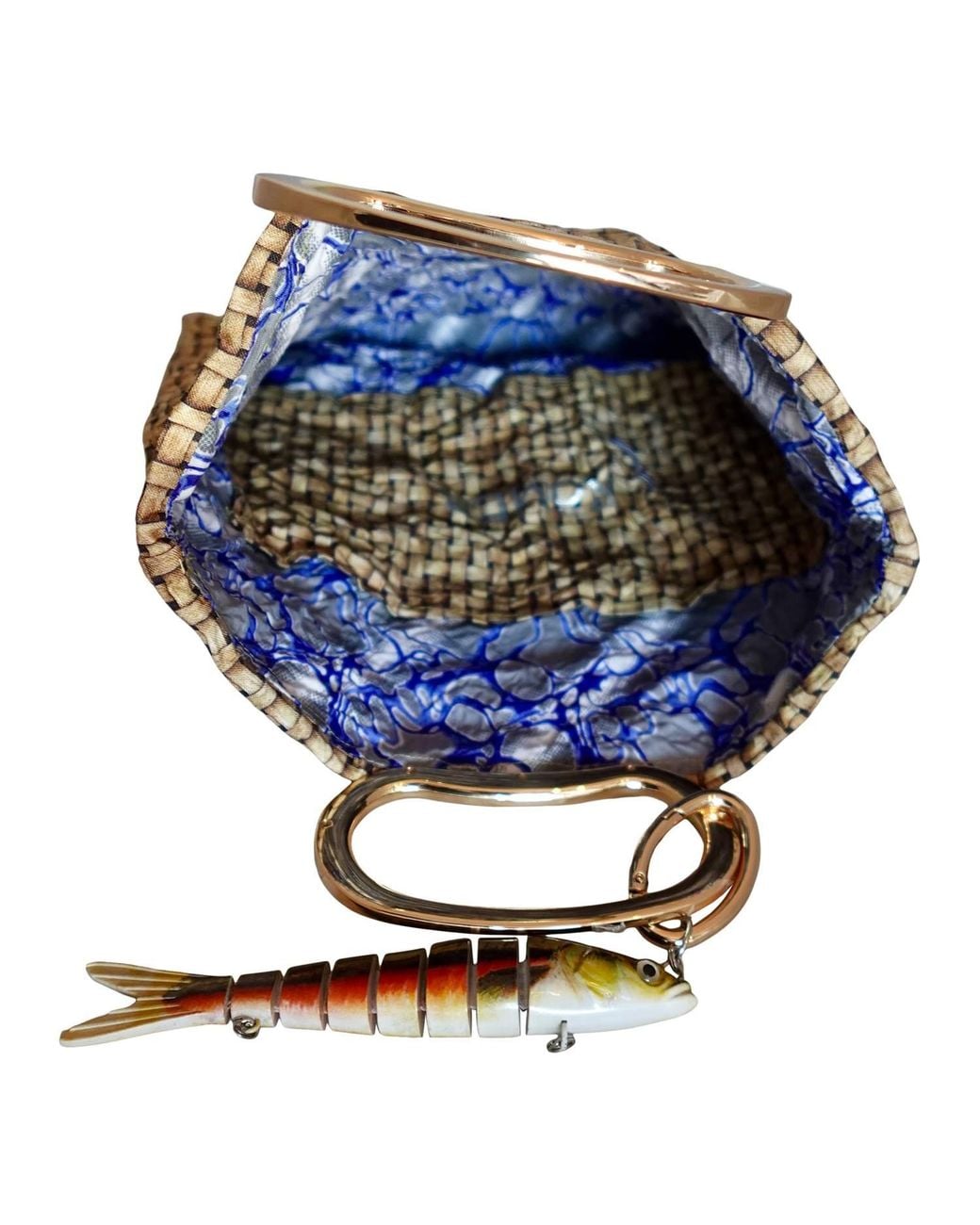 Romer Millinery Metallic Neutrals Morphy Moldable Mini Fishing Panier Clutch Gar