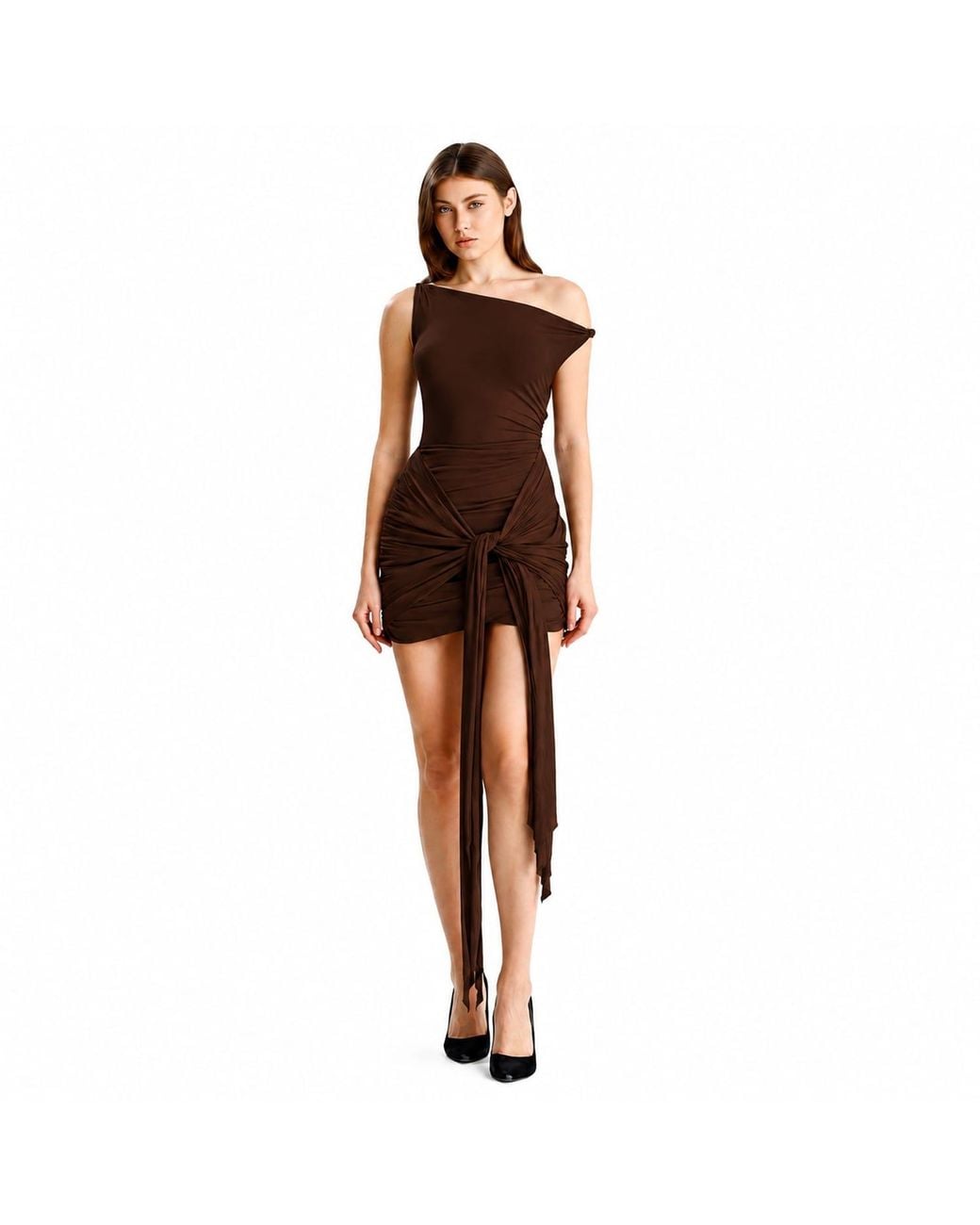 Maison De Gala Brown Aurelia Mocha Mini Dress