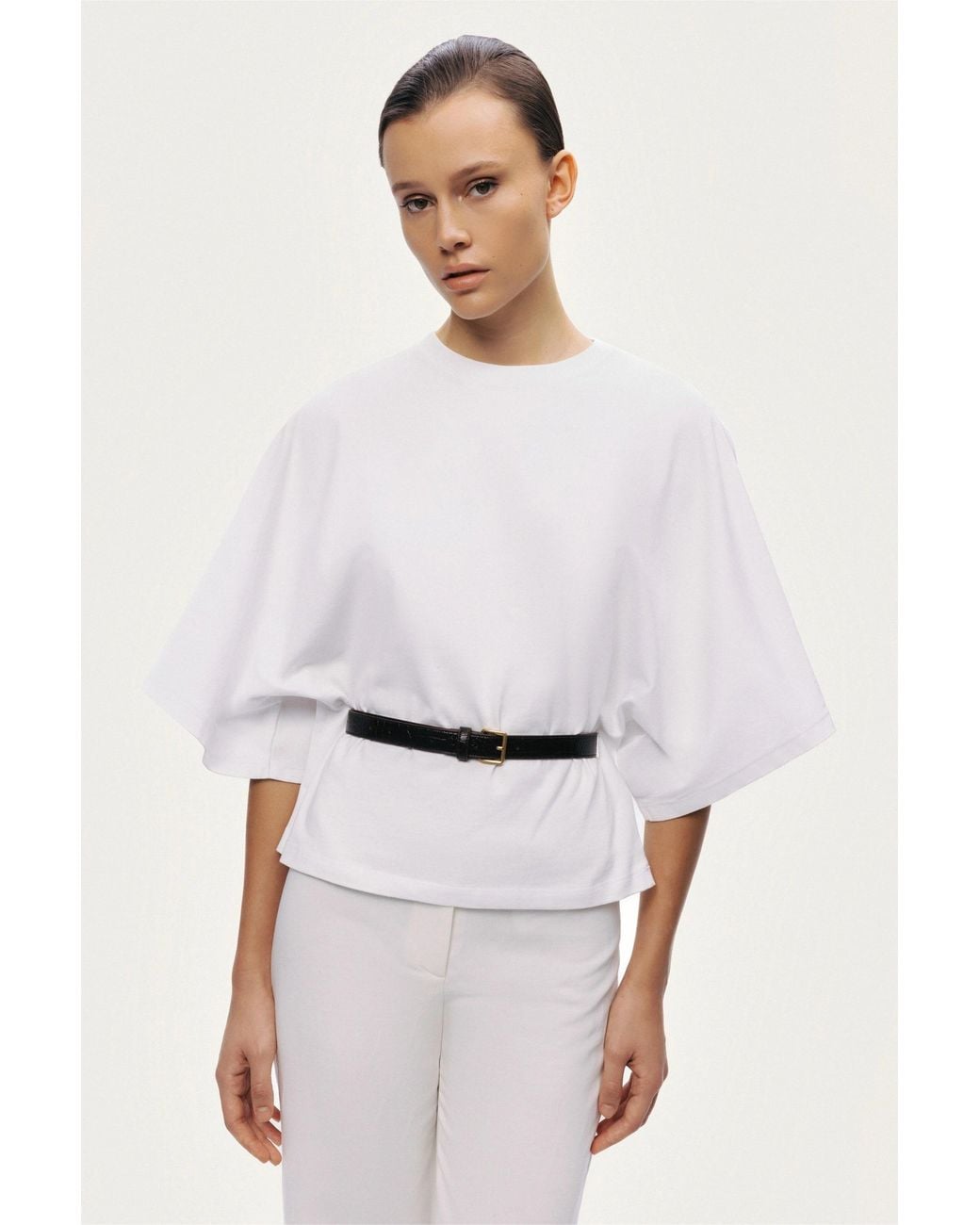 Nocturne White Belted Oversized T-Shirt