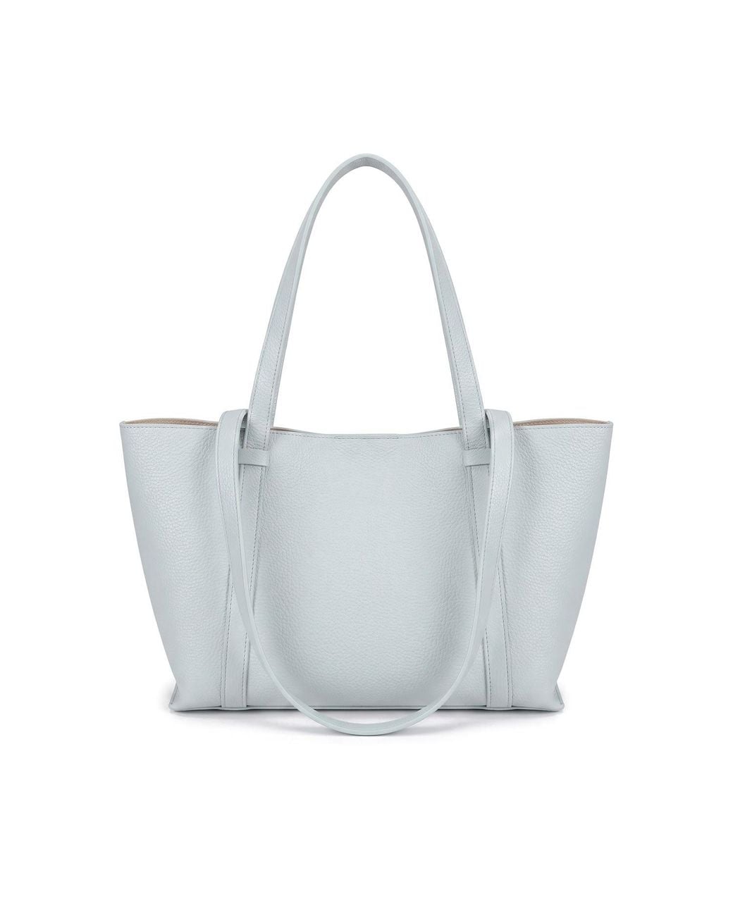 Modenaire Blue Pebbled Leather Tote Bag With Removable Pouch And Charm