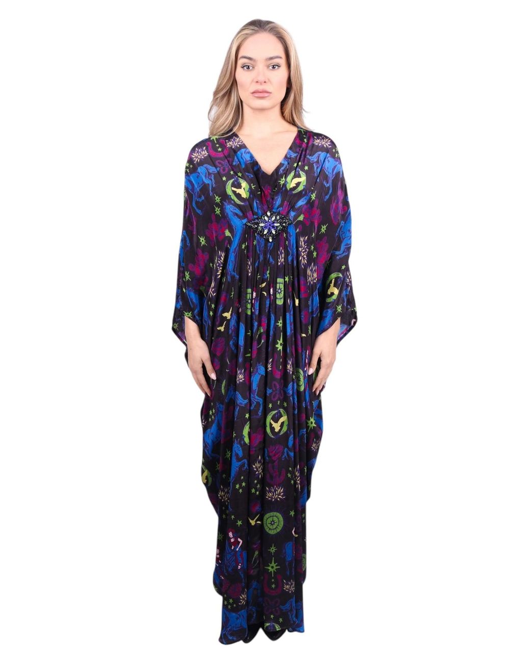 Any Old Iron Blue Multicolored Cowgirls Are Forever Beaded Dress