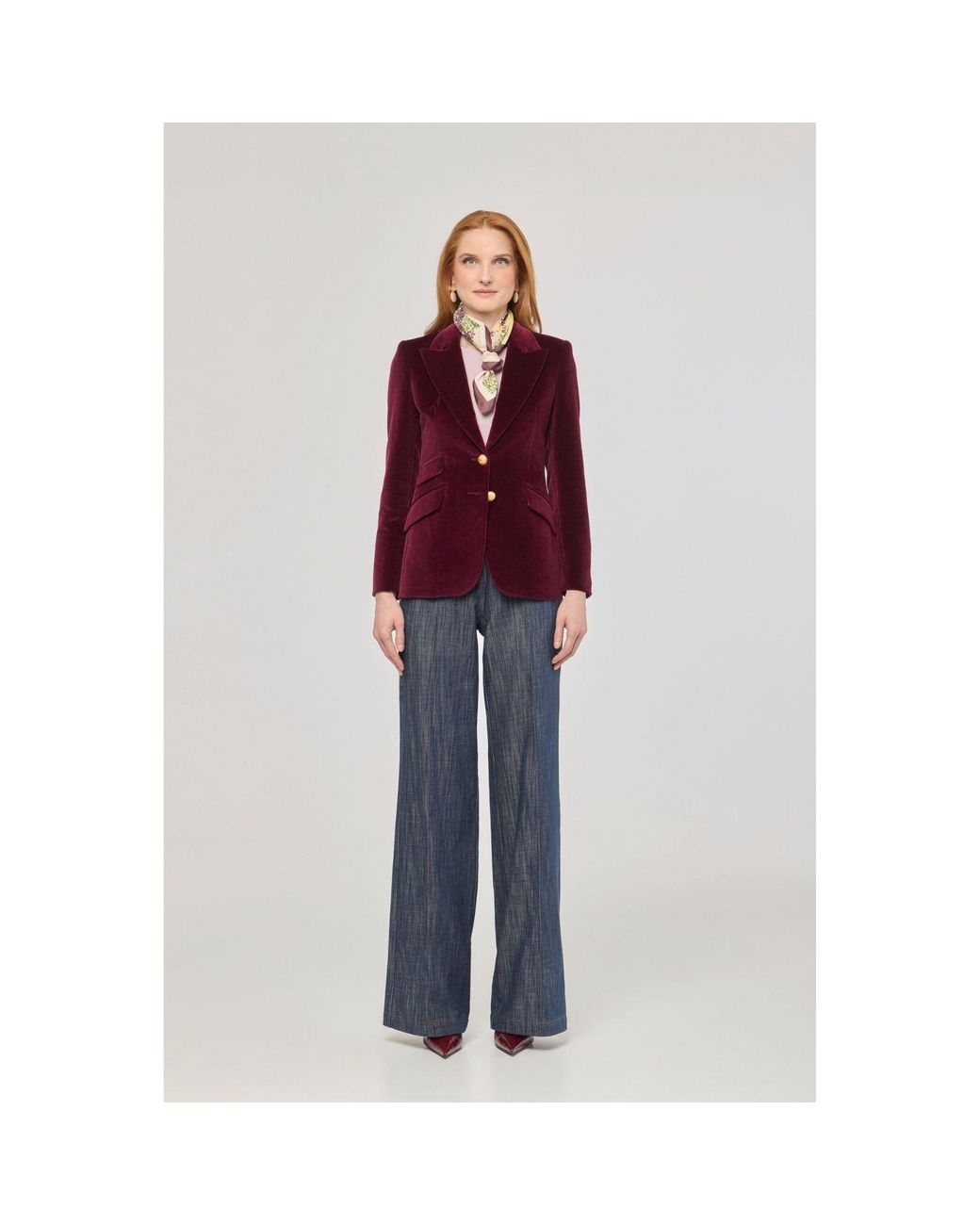 The Extreme Collection Red Burgundy Velvet Blazer Oliva