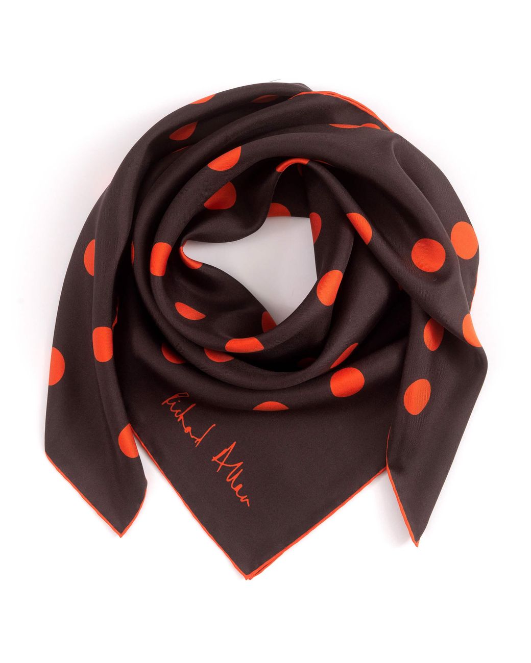 Richard Allan London Red Large Polka Silk Scarf