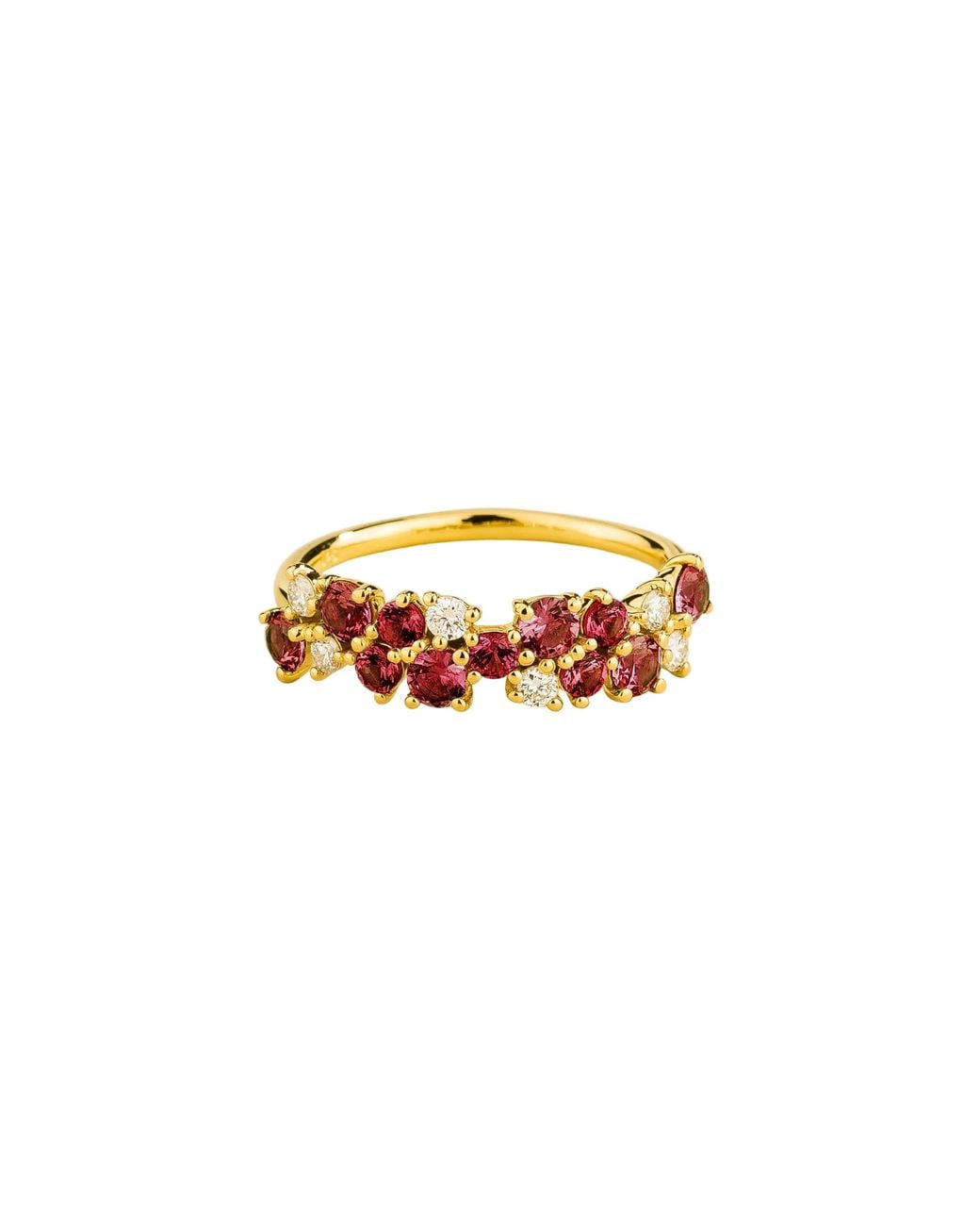 Juvetti Metallic Starry Ruby & Diamond Cluster Ring