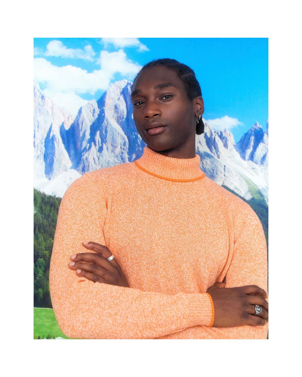 INGMARSON Orange Speckled Wool & Cashmere Rollneck for men