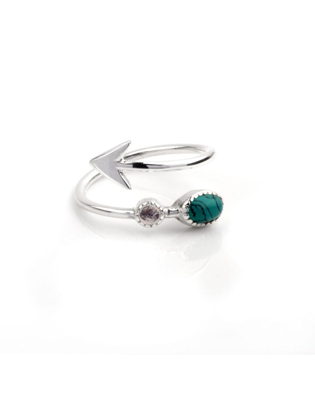 The Jewellery Store London White Adjustable Arrow Ring With And Moonstone
