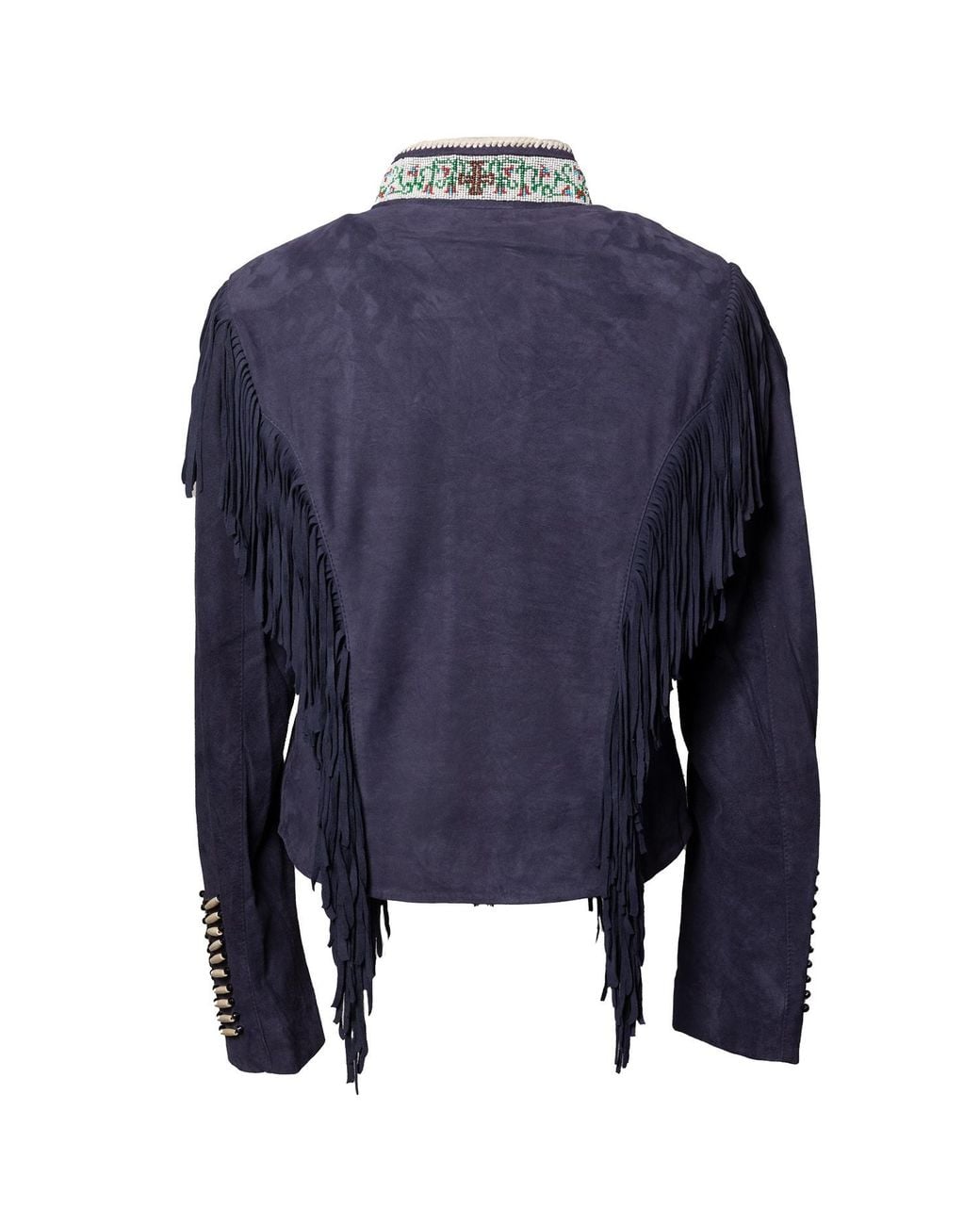 Zasta Studio Blue Warrior Suede Leather Jacket With Fringes