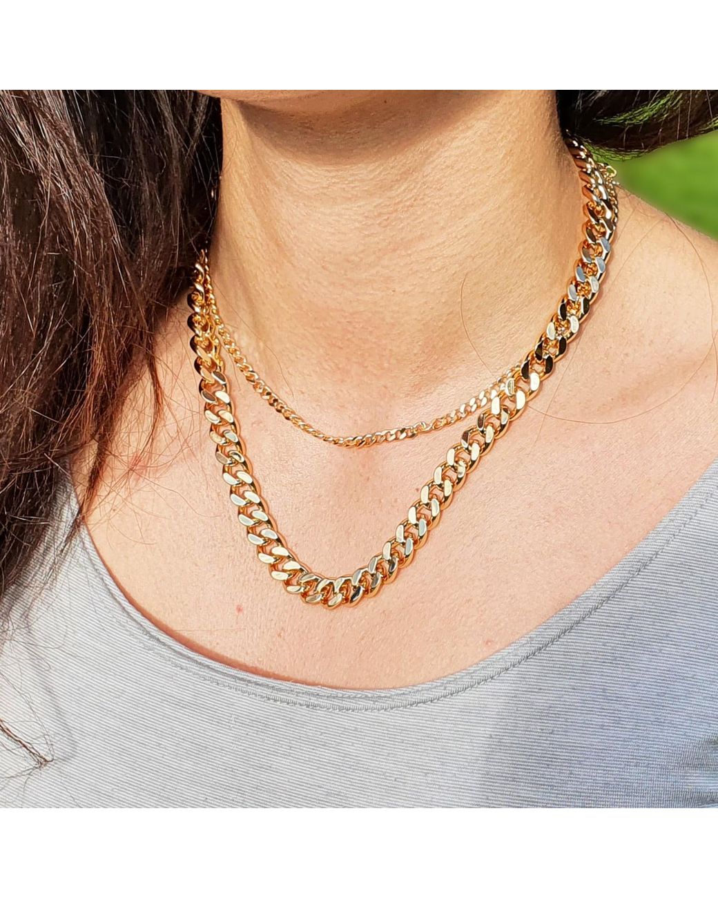 Sophelia Metallic Plated Miami Chunky Cuban Chain Necklace