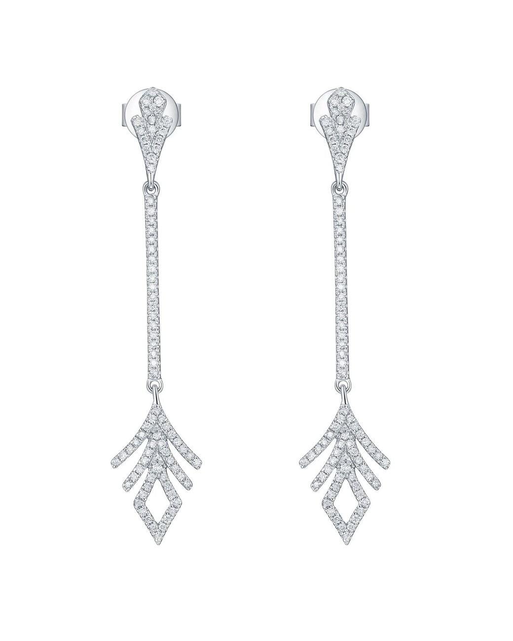 Artisan White 14K Diamond Long Drop Earrings