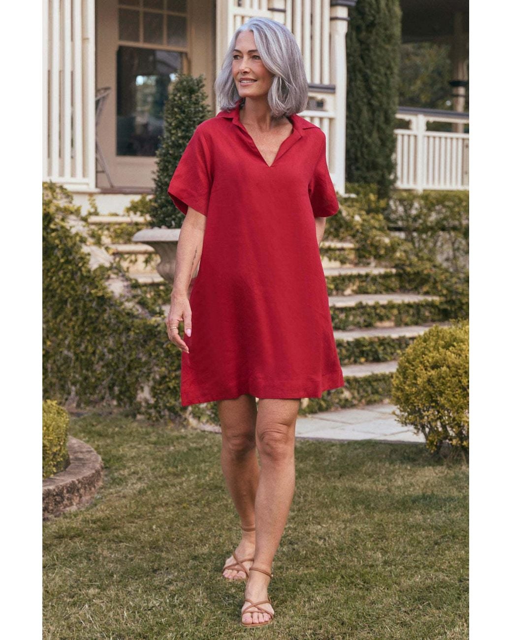 Adrift Clothing Leni Linen Short Collared Dress