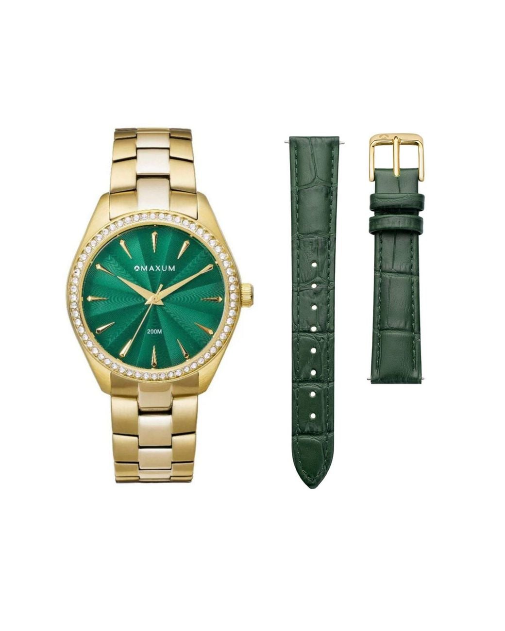 Maxum Green Sydney Box Set -Includes Bracelet Watch With Leather Strap