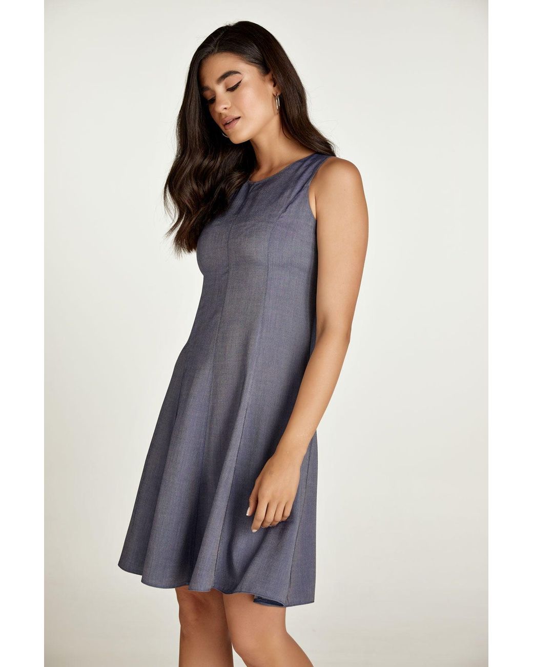 Conquista Blue Denim Style Viscose Cloche Dress