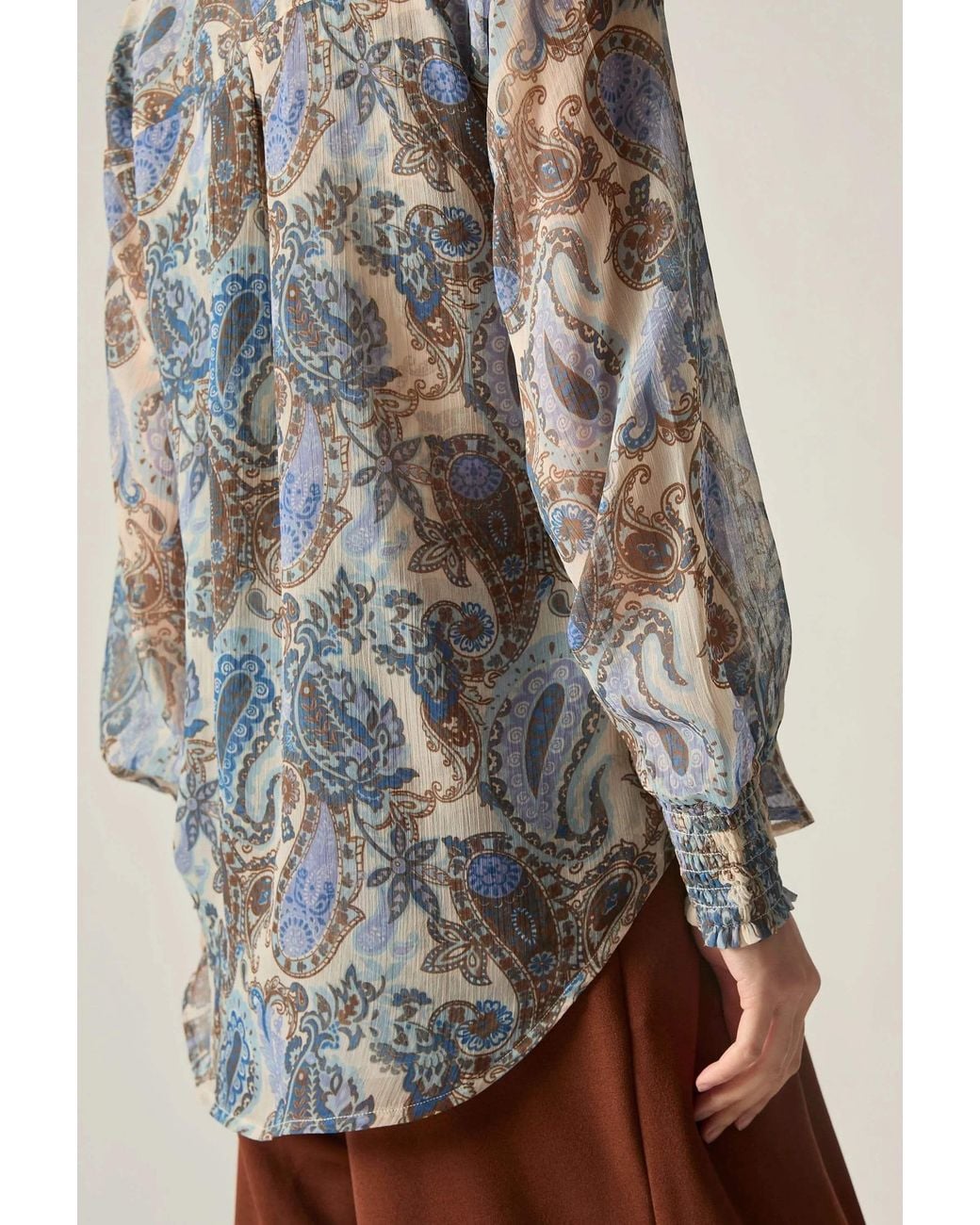 James Lakeland Gray Paisley Print Blouse