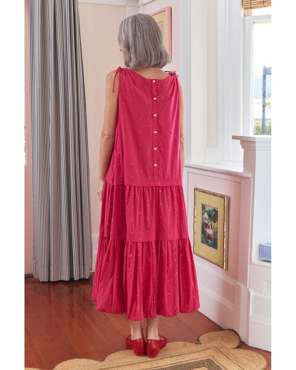 Adrift Clothing Pink Millie Reversible Bubble Hem Dress