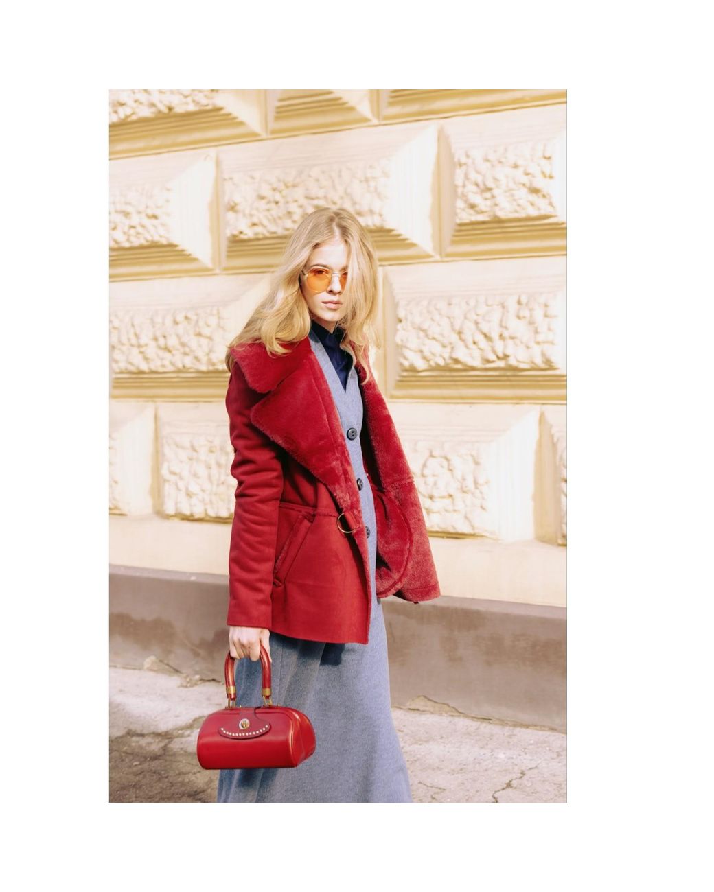 Julia Allert Red Double Faced Shearling Coat