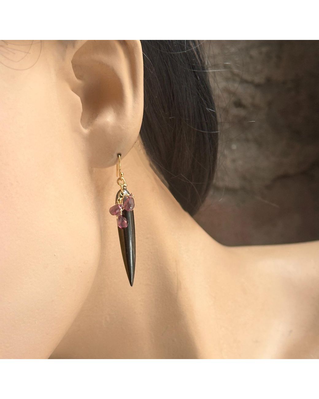 Lori Kaplan Design Black Hematite And Garnet Earrings