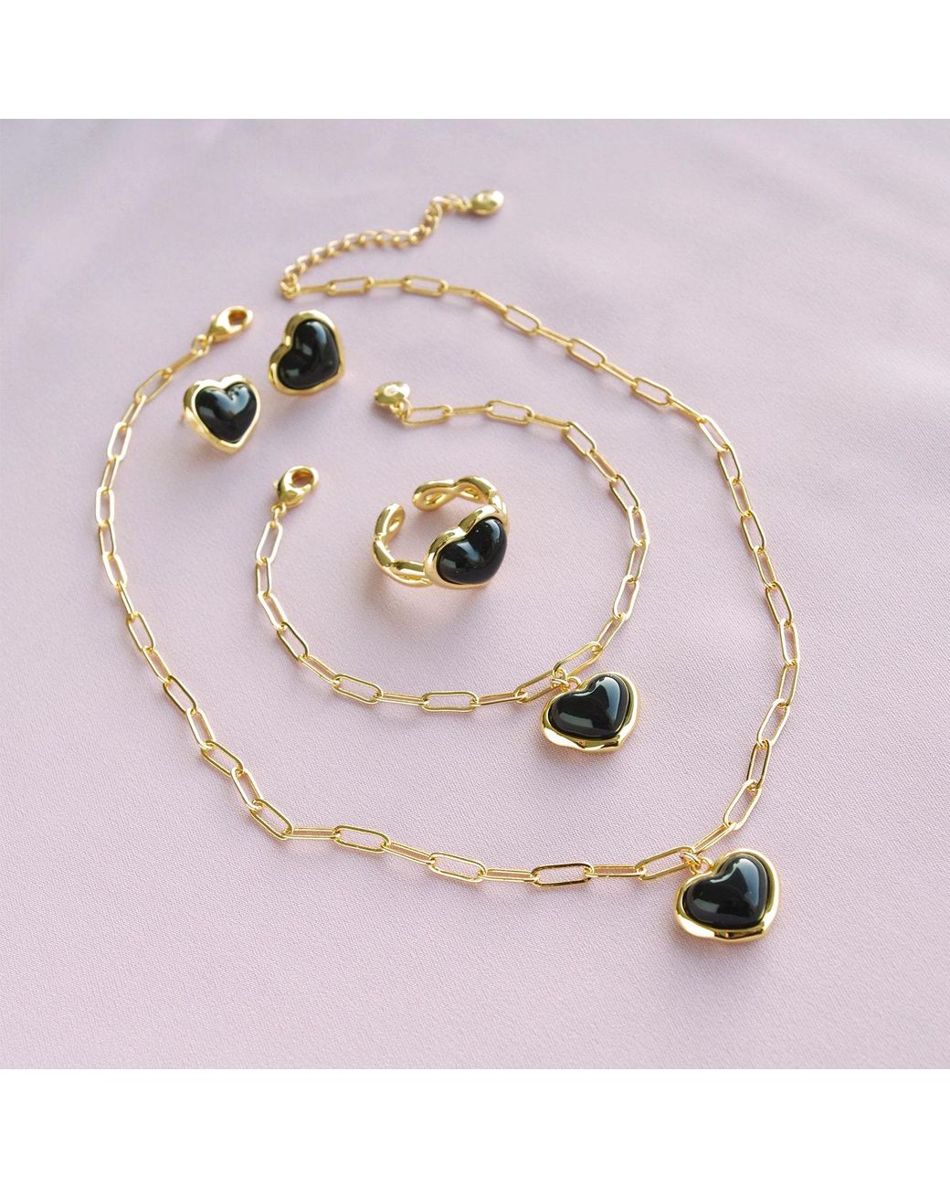 POPORCELAIN Metallic Porcelain Heart Charm Bracelet