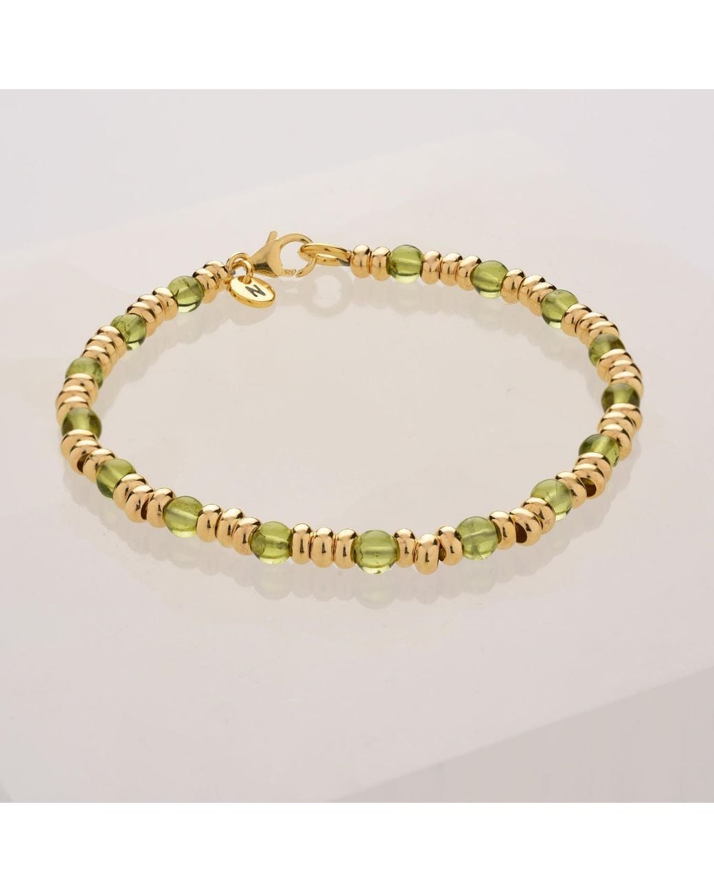 Nellou Jewellery Metallic Gem Birthstone Bracelet August Peridot Plated Sterling