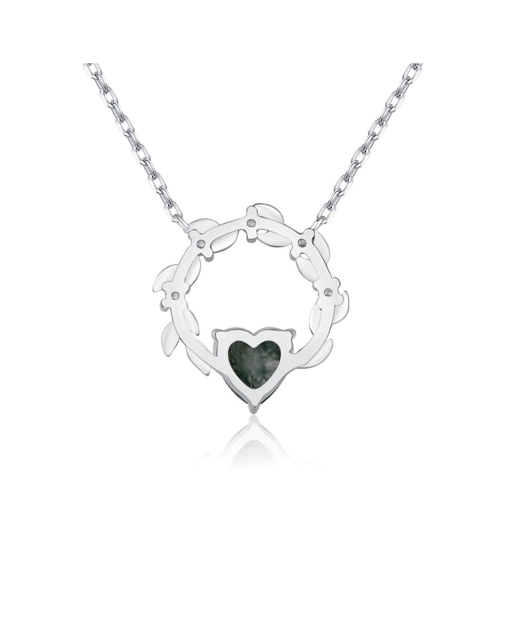 Azura Jewelry New York Metallic Heart Desire Moss Agate Vermeil Necklace