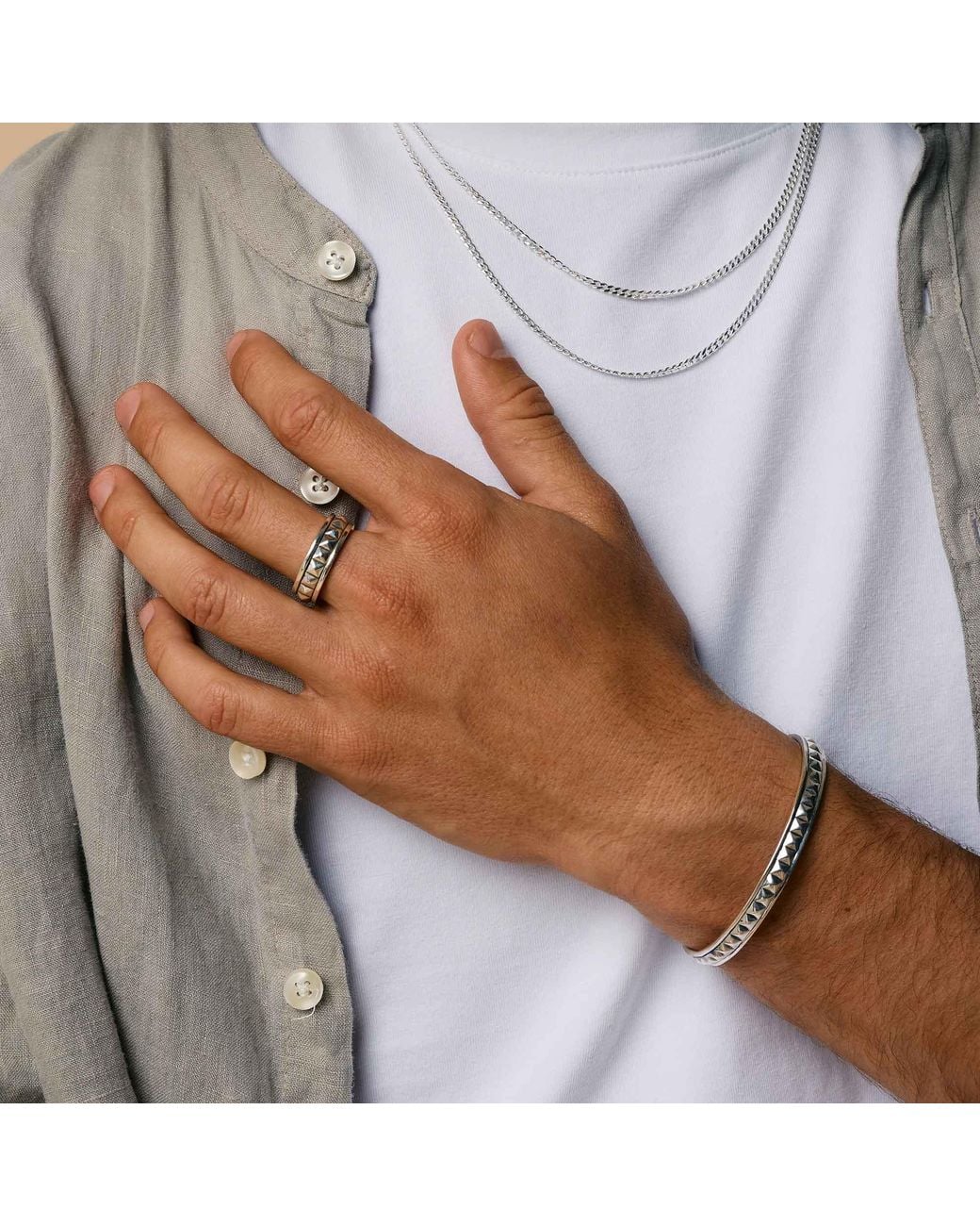 Charlotte's Web Jewellery Metallic Pyramid Cuff Bracelet for men