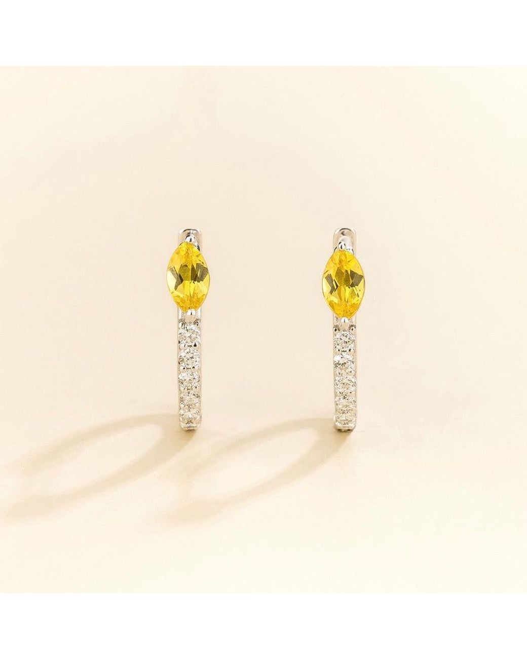 Juvetti Metallic Sors Sapphire & Diamond Huggie Hoop Earrings