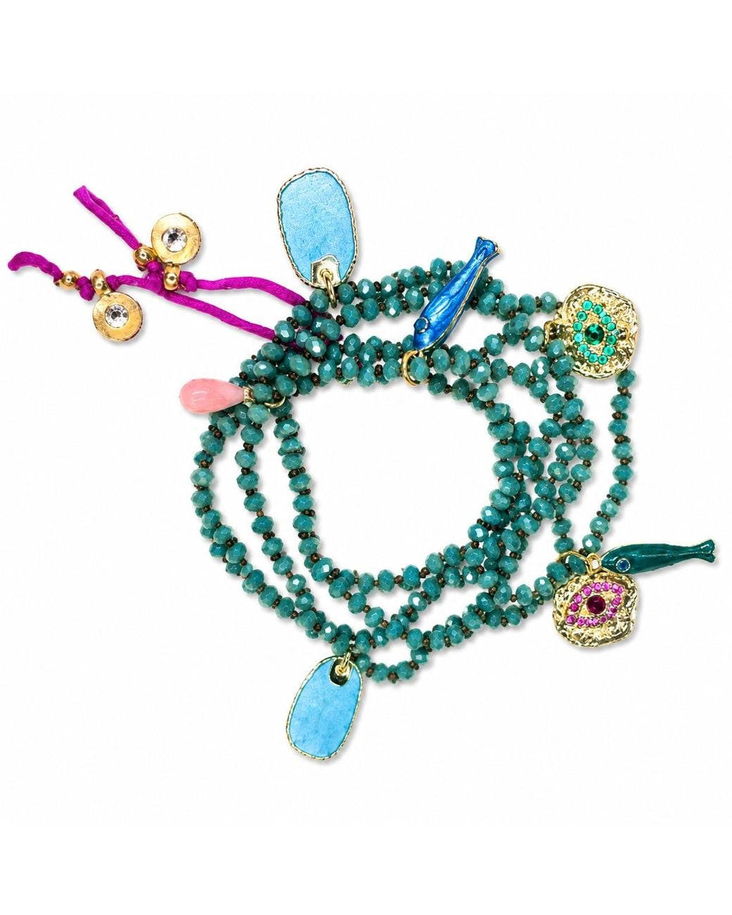 Persia Dona Jewelry Blue Sparkling Gems X Charms Necklace