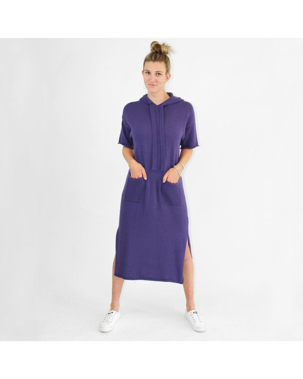 Zenzee Purple Cotton Hoodie Dress