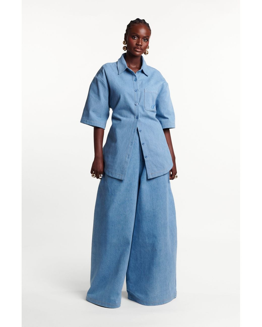 Ofuure Blue Light Denim Sara Button Up Shirt