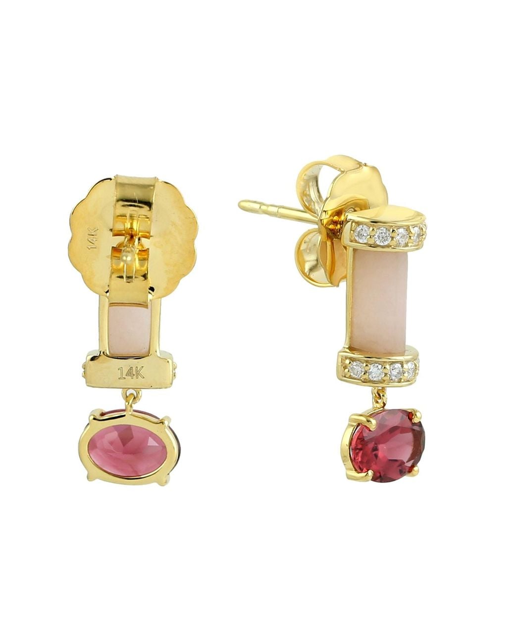 Artisan Metallic 14K Opal & Tourmaline Diamond Drop Earrings