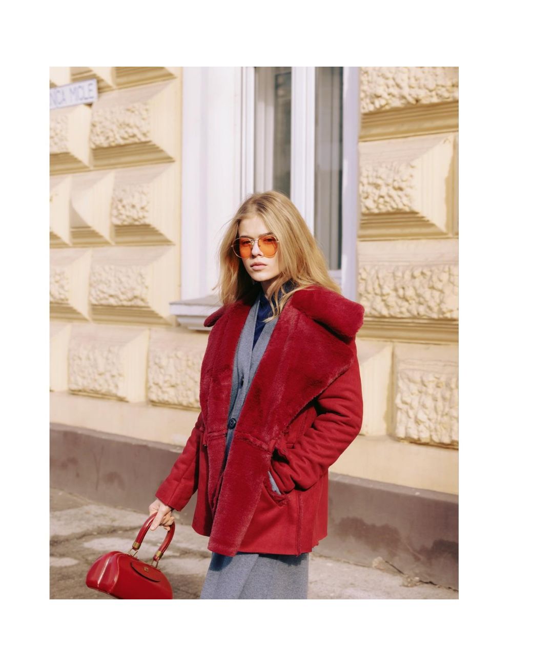 Julia Allert Red Double Faced Shearling Coat