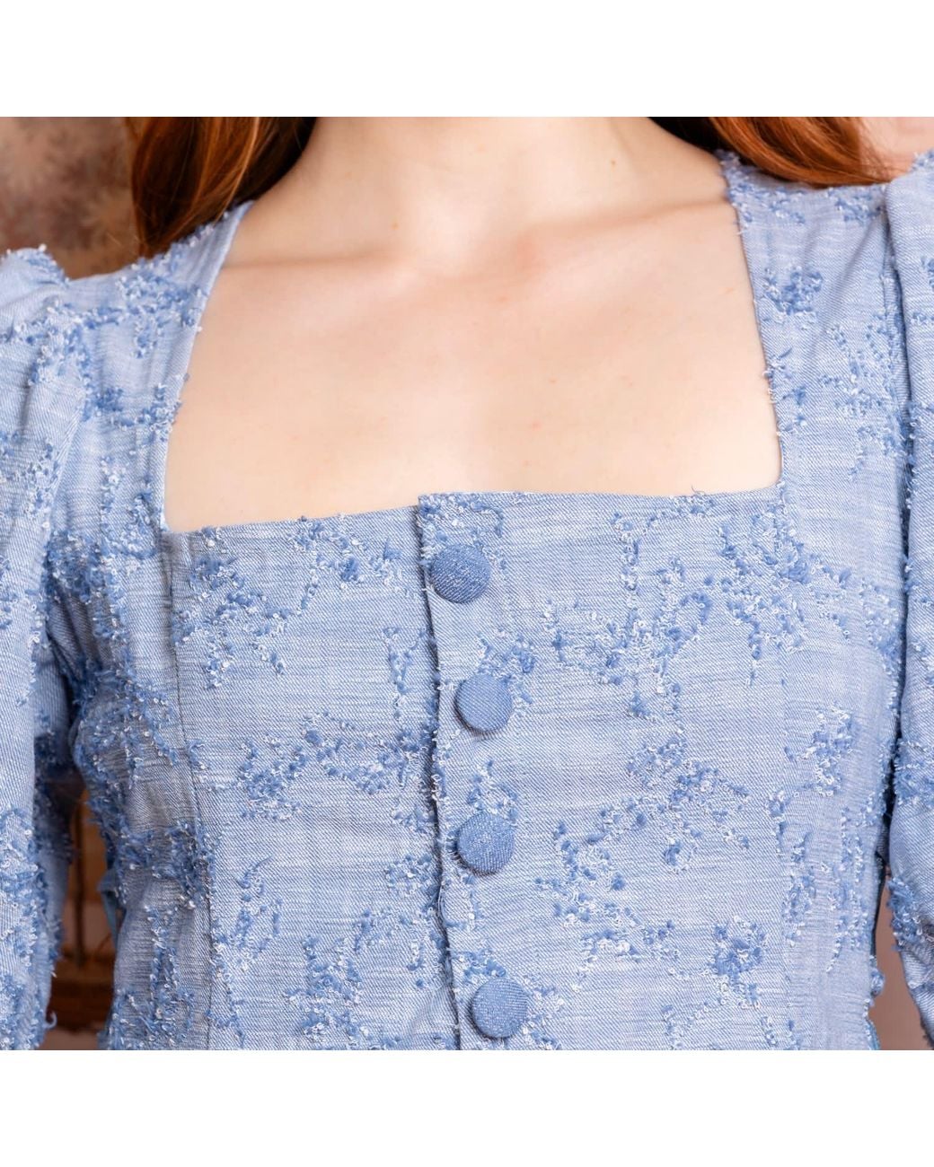 L’orangerie D’isabella Blue Bloom & Laced Mini Dress Denim