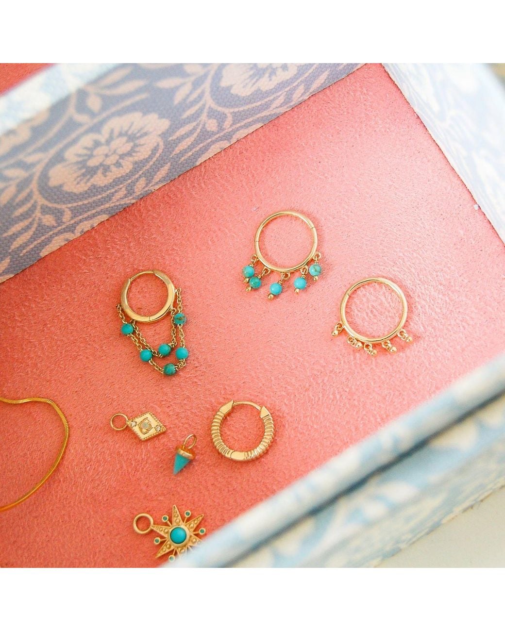 Zohreh Blue Mini Spike Hoop Earrings 9K