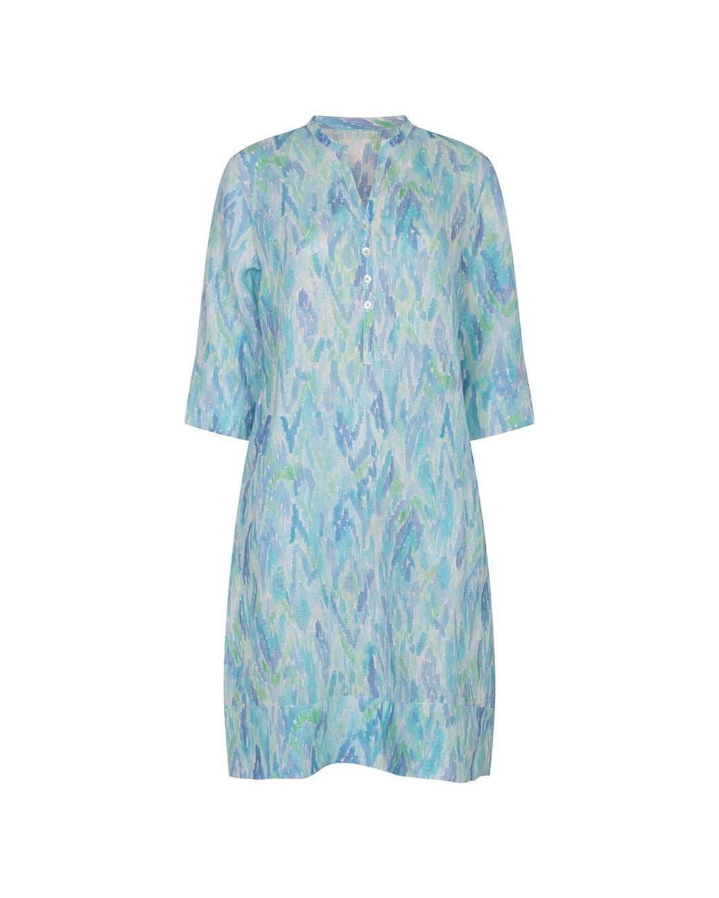 NoLoGo-chic Blue Seaside Ikat Linen Tunic Dress