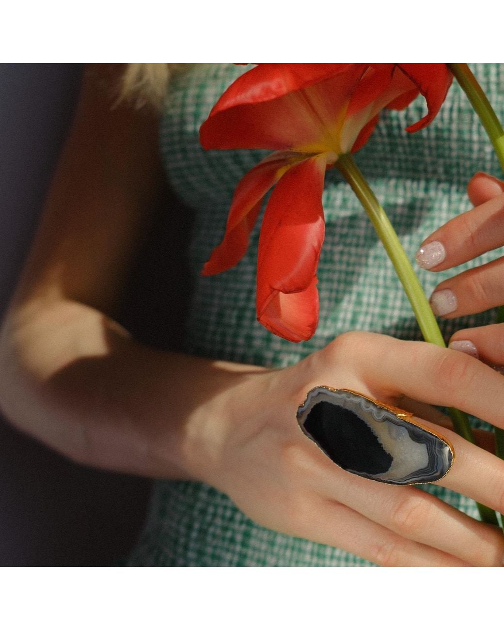 YAA YAA LONDON Black Ultra Mega Gemstone Statement Ring