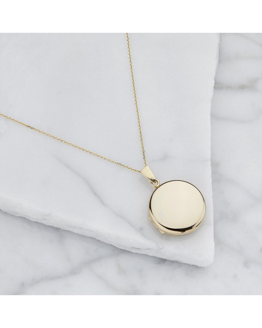 Solid Gold Round Locket Necklace 