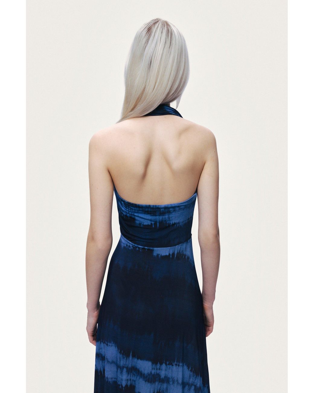 Nocturne Blue Printed Sleeveless Maxi Dress