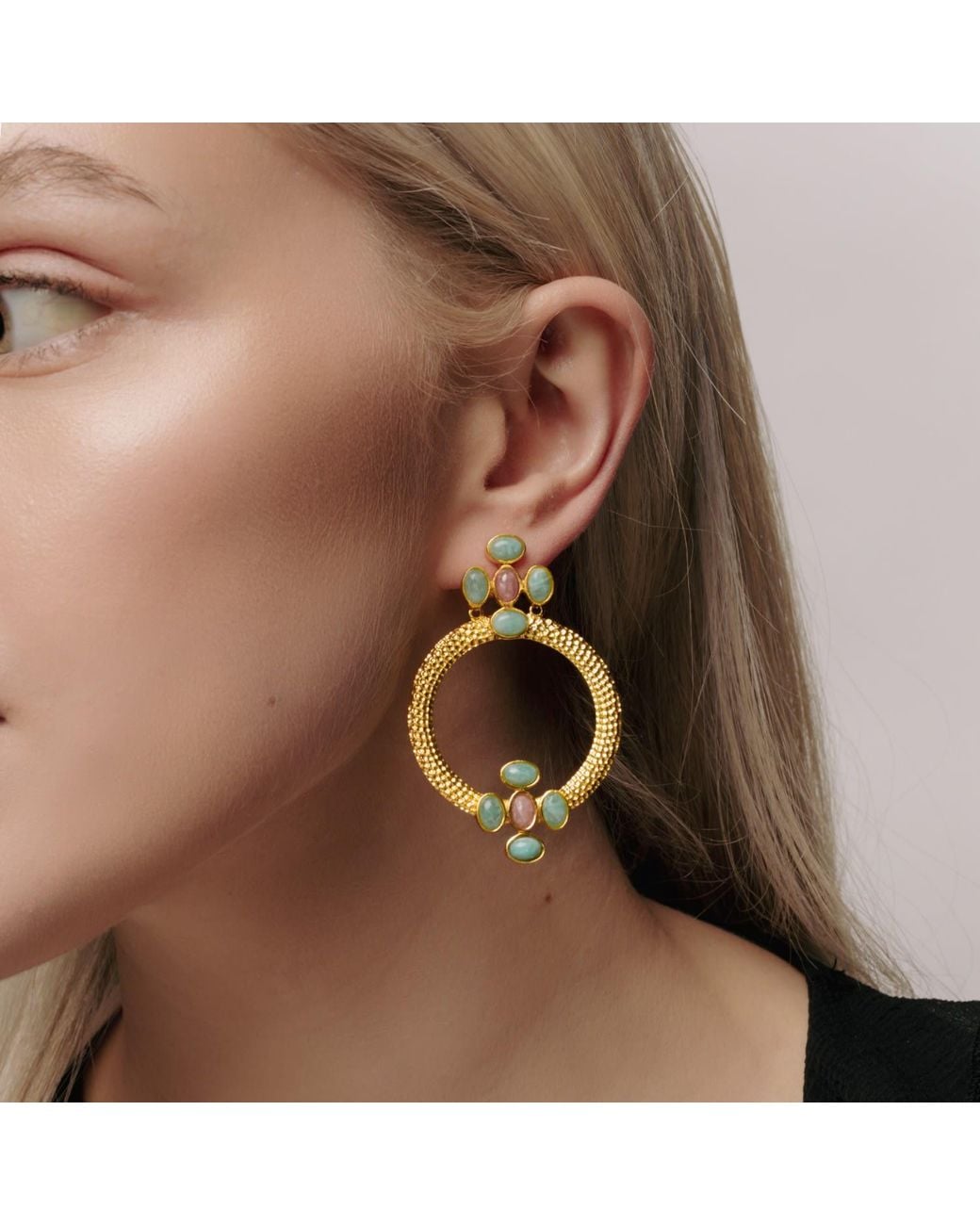 Lavani Jewels Multicolor Rose Madison Hoops