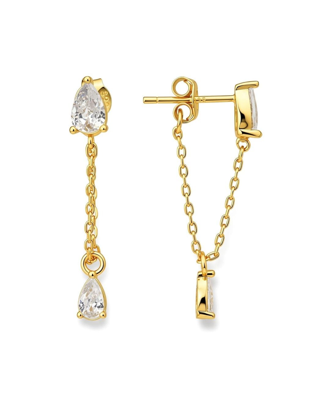 Kylie Harper Metallic Pear-Cut Diamond Cz Dangling Chain Earrings