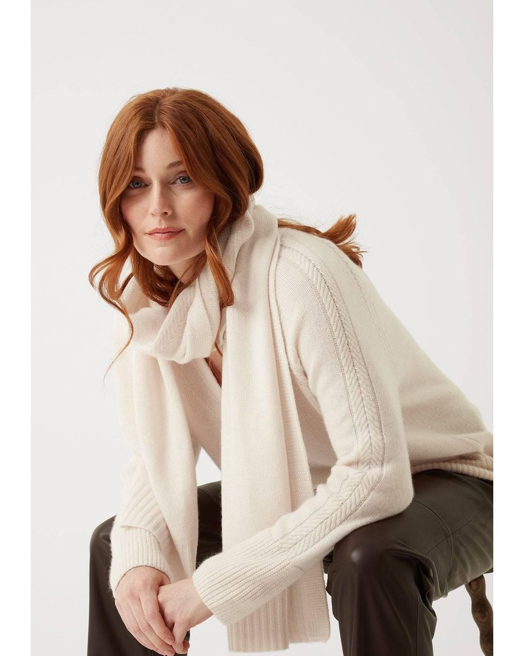 Loop Cashmere White Neutrals The Luxe Boyfriend Cardigan